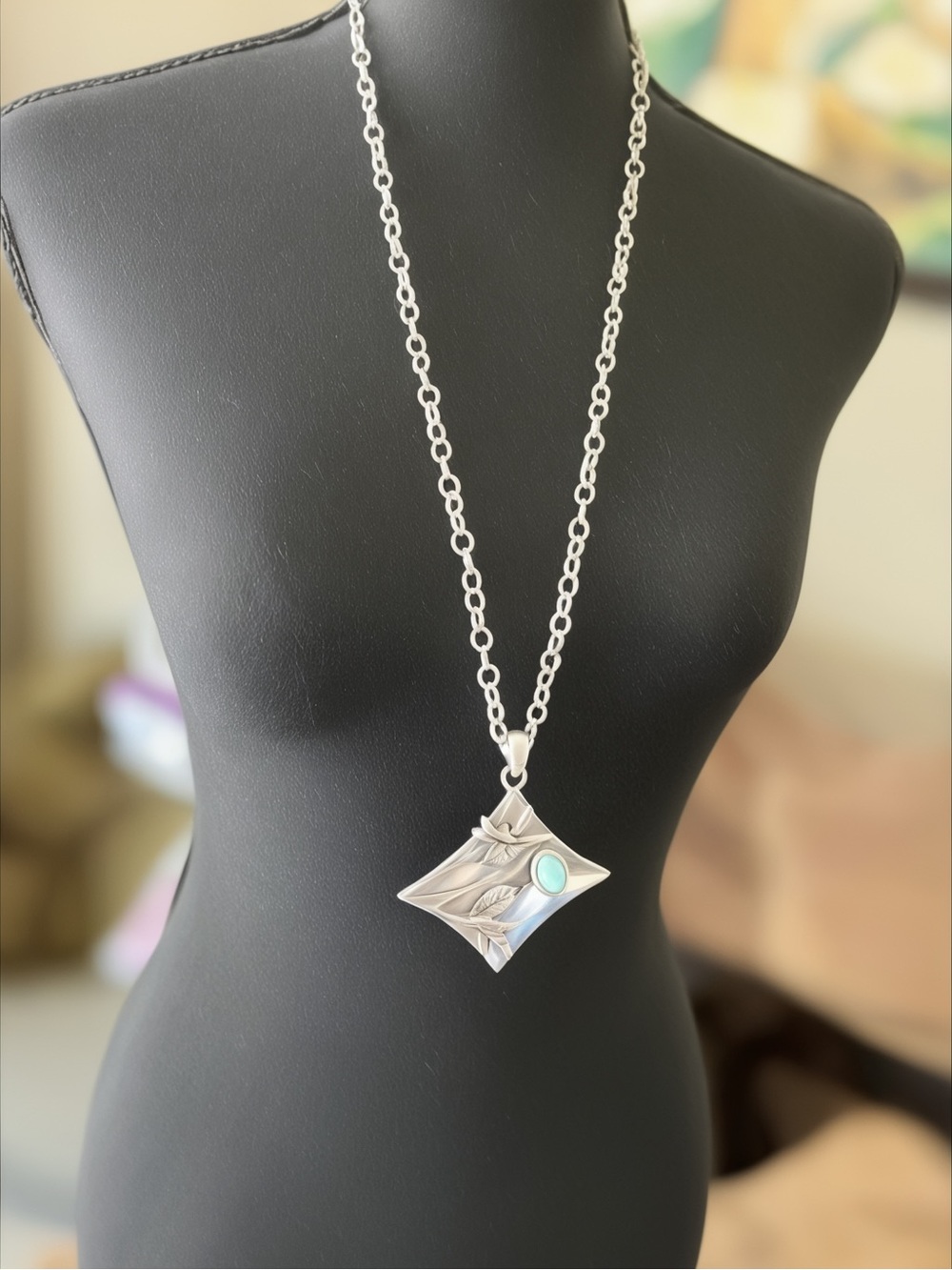 Two necklaces wear separate or layer together or with others, Turquoise stones